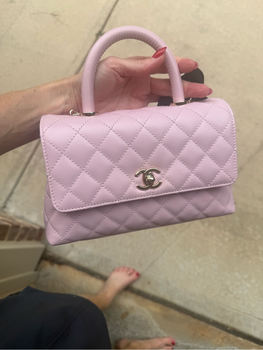 Chanel Quilted Top Handle Bag in Pastel Pink